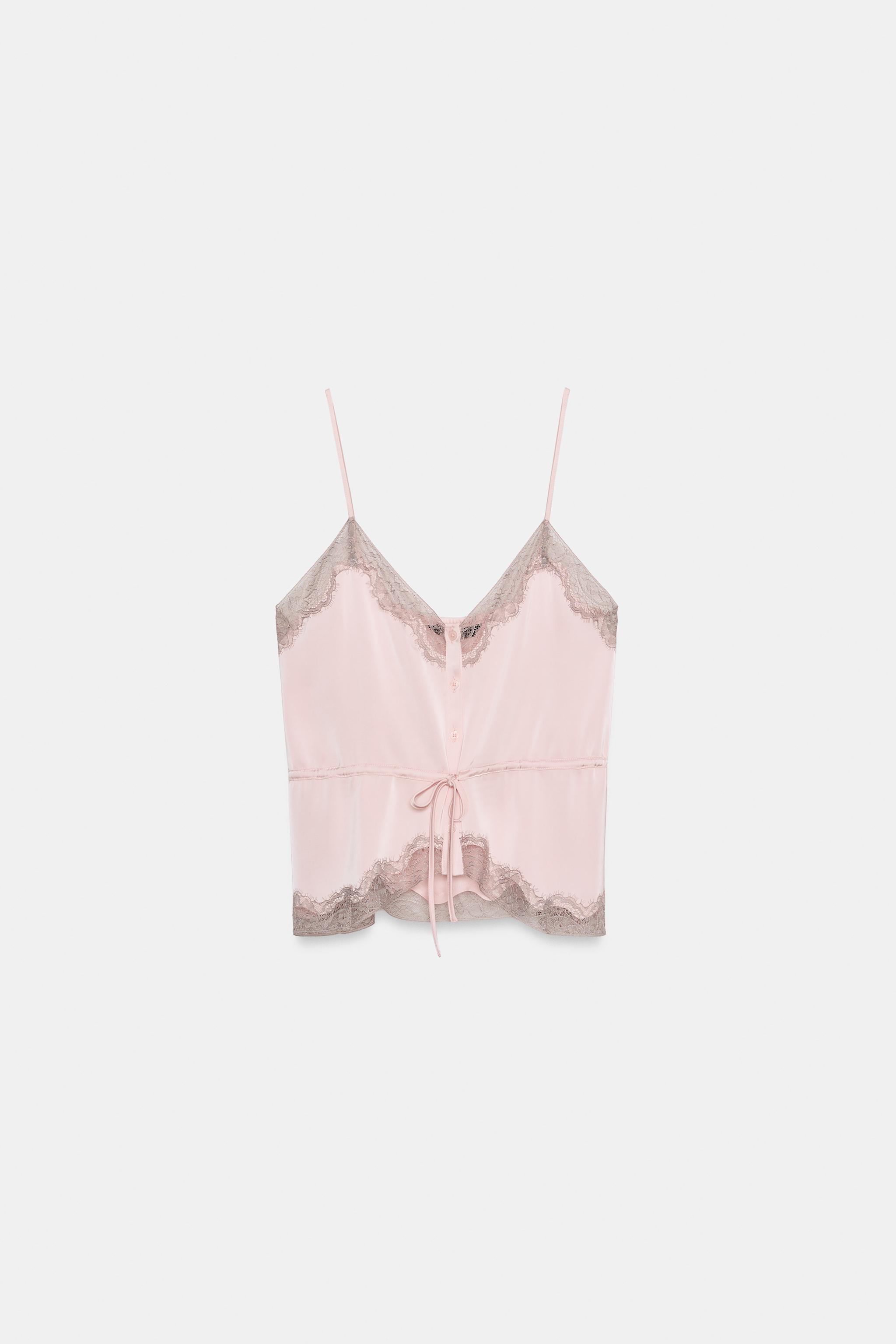 SATIN EFFECT LACE TOP